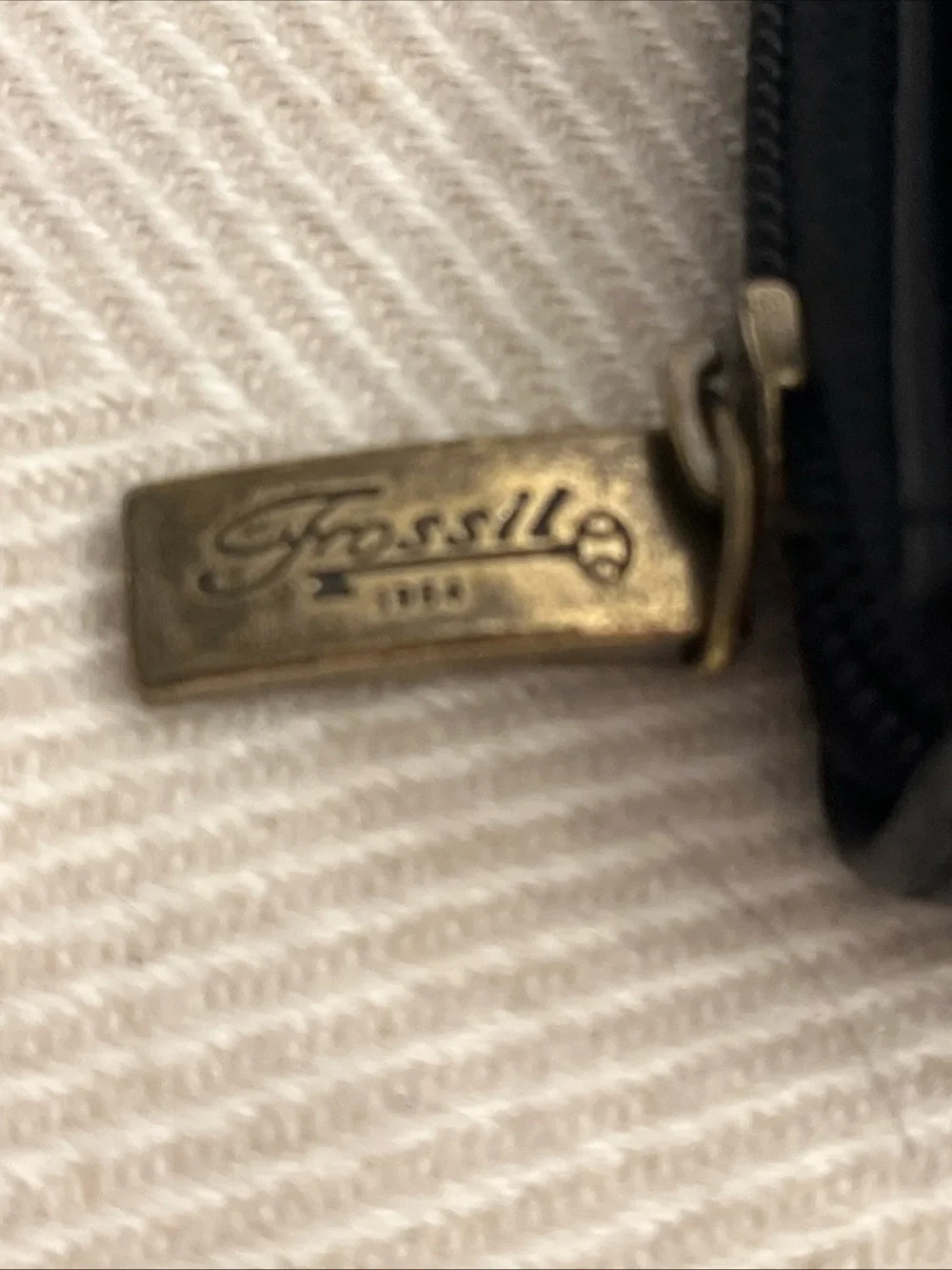 Vintage Fossil Bifold Black Checkbook Wallet Clutch w/Zip Around Pocket 7.5 In